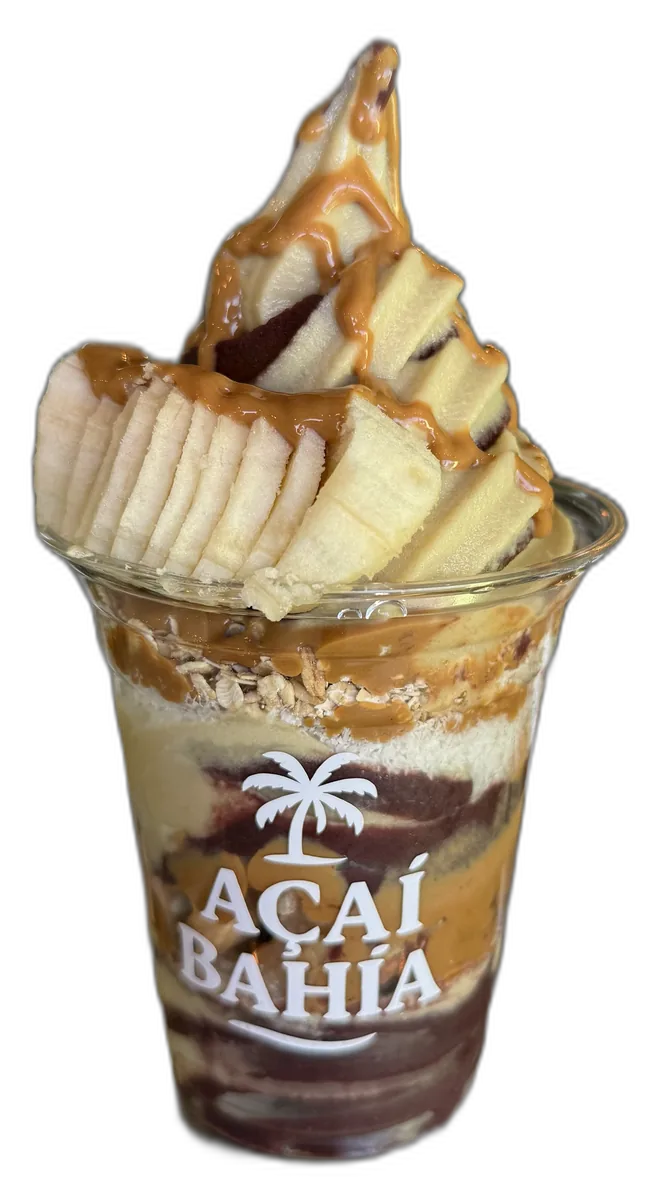 Açaí grande de 480 cc con plátano en abanico y manjar